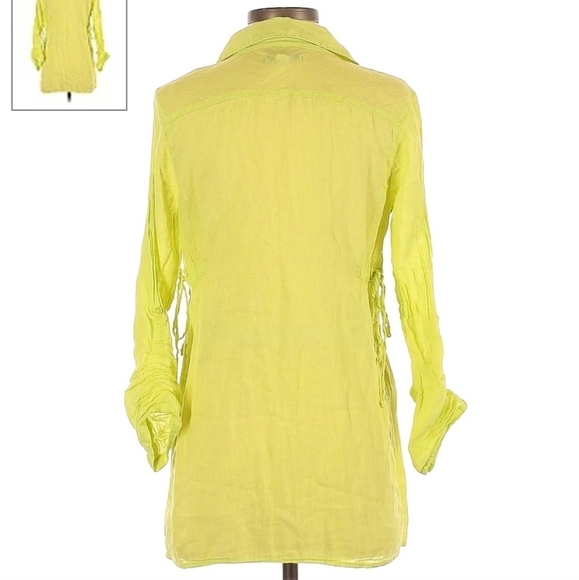 Old Navy Maternity Yellow Green Collared Henley Tie Waist Tunic Top Size Small S - Picture 2 of 8